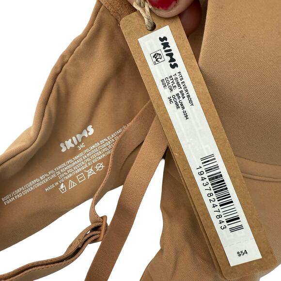 Skims Fits Everybody T-Shirt Bra Ochre New with tags Size 34C - Picture 4 of 4